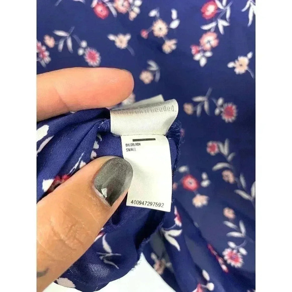 LC by Lauren Conrad Blue Floral Print Top Blouse SMALL Sleeveless - Picture 9 of 11